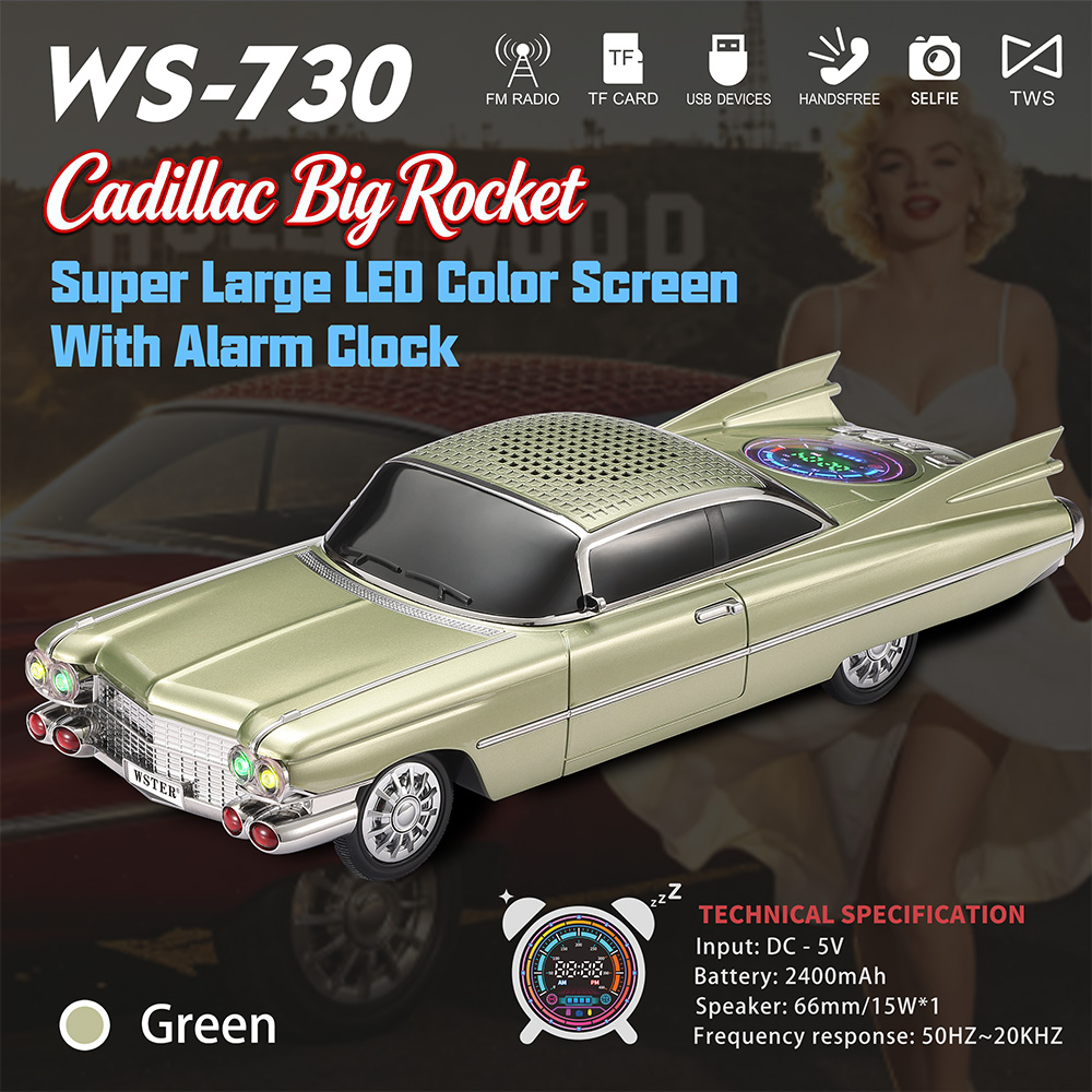Car Accessories Amazon - Enceinte Bluetooth Rétro Classique WS-730, Audio